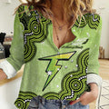 Sydney Thunder NAIDOC Week 2026 Custom Women Casual Shirt 50 Years Deadly Indigenous Art Glitter Effect