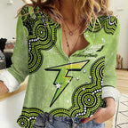 Sydney Thunder NAIDOC Week 2026 Custom Women Casual Shirt 50 Years Deadly Indigenous Art Glitter Effect