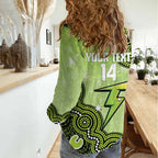 Sydney Thunder NAIDOC Week 2026 Custom Women Casual Shirt 50 Years Deadly Indigenous Art Glitter Effect