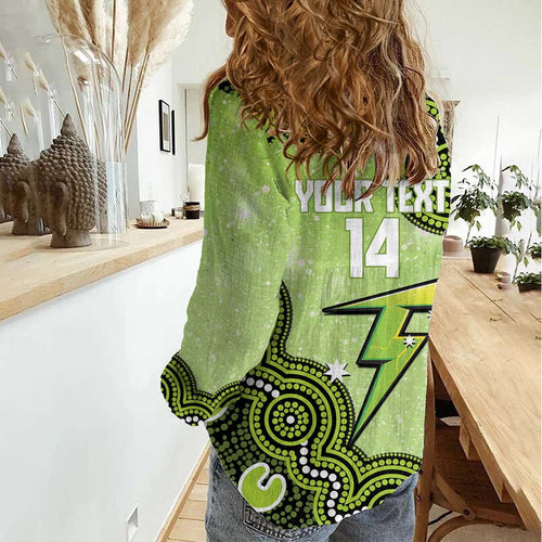 Sydney Thunder NAIDOC Week 2026 Custom Women Casual Shirt 50 Years Deadly Indigenous Art Glitter Effect