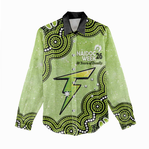 Sydney Thunder NAIDOC Week 2026 Custom Women Casual Shirt 50 Years Deadly Indigenous Art Glitter Effect