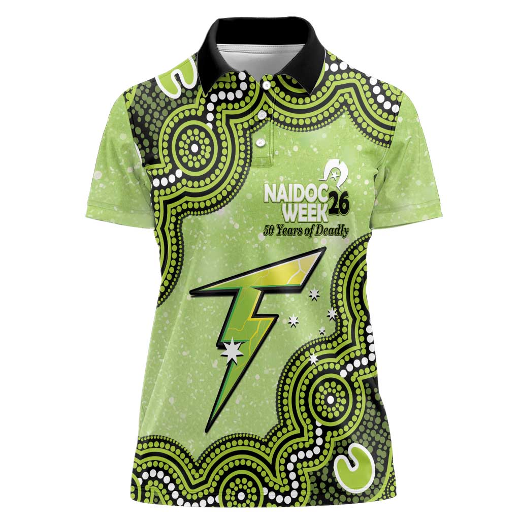 Sydney Thunder NAIDOC Week 2026 Custom Women Polo Shirt 50 Years Deadly Indigenous Art Glitter Effect