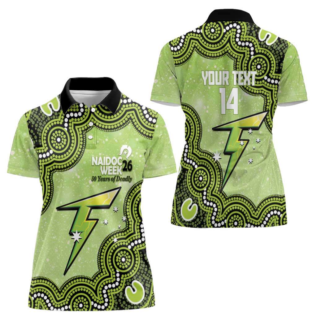 Sydney Thunder NAIDOC Week 2026 Custom Women Polo Shirt 50 Years Deadly Indigenous Art Glitter Effect