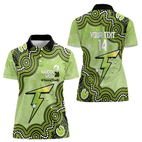 Sydney Thunder NAIDOC Week 2026 Custom Women Polo Shirt 50 Years Deadly Indigenous Art Glitter Effect