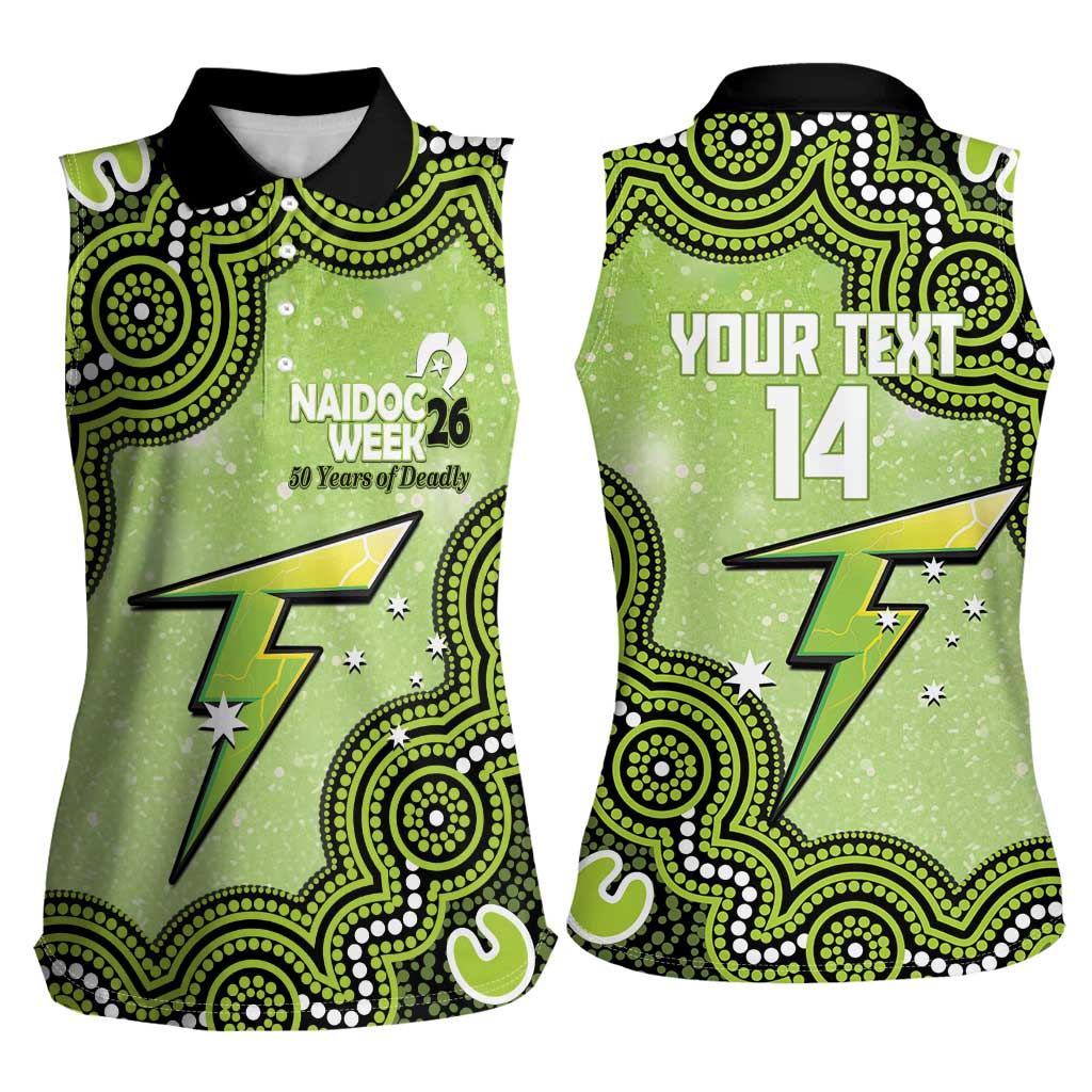 Sydney Thunder NAIDOC Week 2026 Custom Women Sleeveless Polo Shirt 50 Years Deadly Indigenous Art Glitter Effect