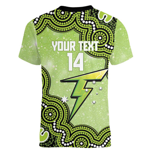Sydney Thunder NAIDOC Week 2026 Custom Women V-Neck T-Shirt 50 Years Deadly Indigenous Art Glitter Effect