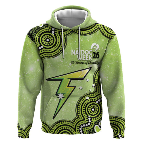Sydney Thunder NAIDOC Week 2026 Custom Zip Hoodie 50 Years Deadly Indigenous Art Glitter Effect