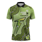 Sydney Thunder NAIDOC Week 2026 Custom Zipper Polo Shirt 50 Years Deadly Indigenous Art Glitter Effect