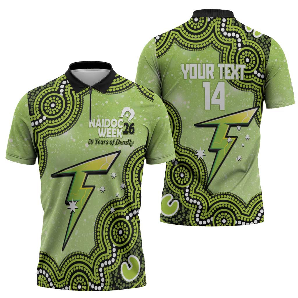Sydney Thunder NAIDOC Week 2026 Custom Zipper Polo Shirt 50 Years Deadly Indigenous Art Glitter Effect