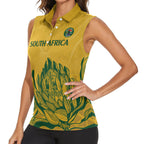 Custom South Africa Cricket Women Sleeveless Polo Shirt 2024 African Pattern Go Proteas