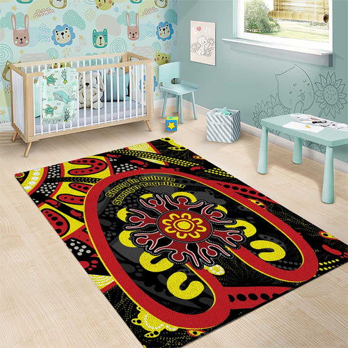 Australia Indigenous Children's Day Area Rug Strong In Culture Stronger Together Aboriginal Art