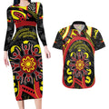 Australia Indigenous Children's Day Couples Matching Long Sleeve Bodycon Dress and Hawaiian Shirt Strong In Culture Stronger Together Aboriginal Art