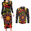 Australia Indigenous Children's Day Couples Matching Long Sleeve Bodycon Dress and Long Sleeve Button Shirt Strong In Culture Stronger Together Aboriginal Art