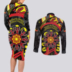 Australia Indigenous Children's Day Couples Matching Long Sleeve Bodycon Dress and Long Sleeve Button Shirt Strong In Culture Stronger Together Aboriginal Art