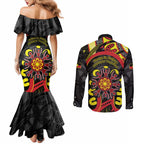 Australia Indigenous Children's Day Couples Matching Mermaid Dress and Long Sleeve Button Shirt Strong In Culture Stronger Together Aboriginal Art