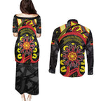 Australia Indigenous Children's Day Couples Matching Puletasi and Long Sleeve Button Shirt Strong In Culture Stronger Together Aboriginal Art
