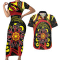 Australia Indigenous Children's Day Couples Matching Short Sleeve Bodycon Dress and Hawaiian Shirt Strong In Culture Stronger Together Aboriginal Art