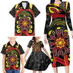 Australia Indigenous Children's Day Family Matching Long Sleeve Bodycon Dress and Hawaiian Shirt Strong In Culture Stronger Together Aboriginal Art