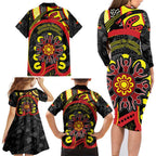 Australia Indigenous Children's Day Family Matching Long Sleeve Bodycon Dress and Hawaiian Shirt Strong In Culture Stronger Together Aboriginal Art