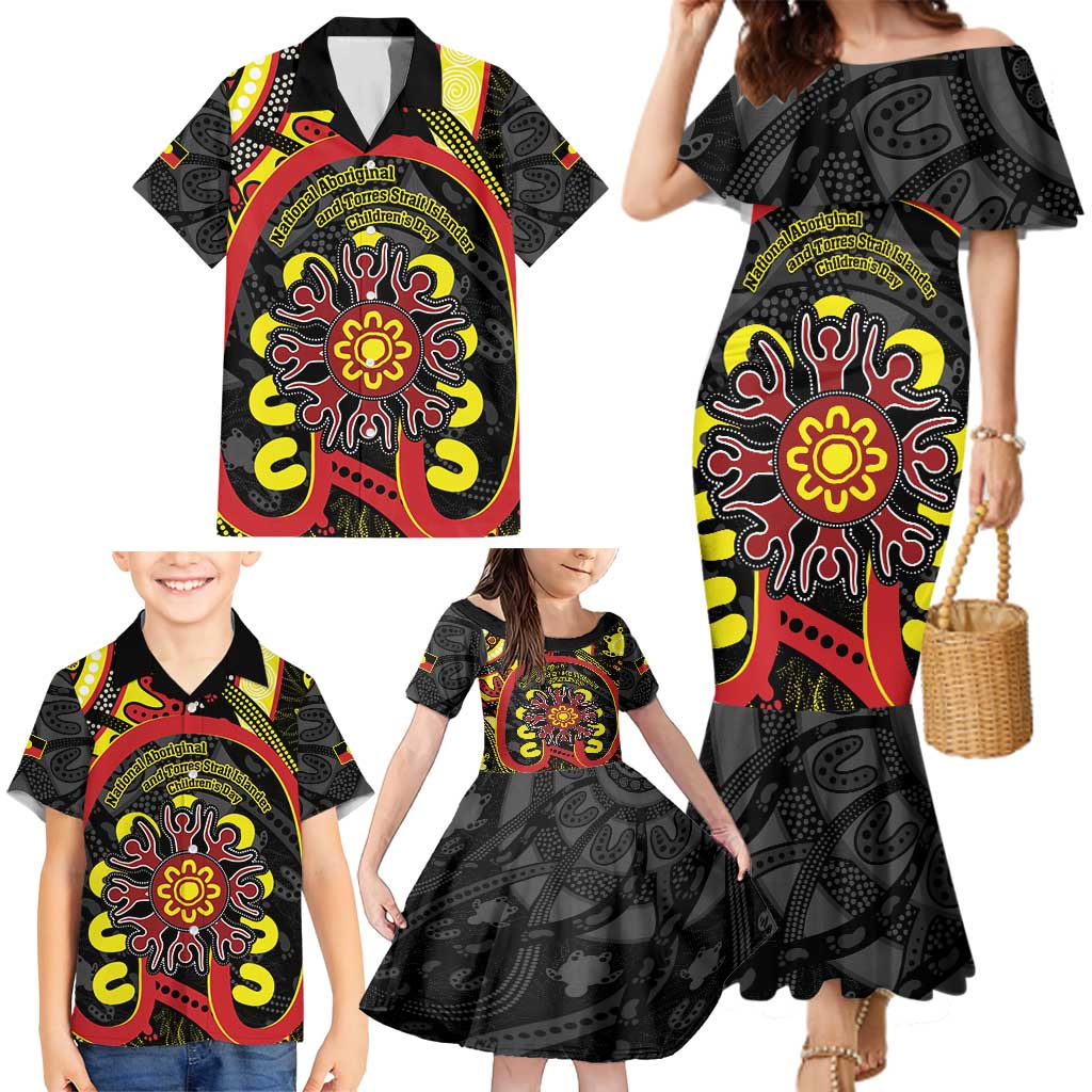 Australia Indigenous Children's Day Family Matching Mermaid Dress and Hawaiian Shirt Strong In Culture Stronger Together Aboriginal Art