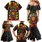 Australia Indigenous Children's Day Family Matching Mermaid Dress and Hawaiian Shirt Strong In Culture Stronger Together Aboriginal Art