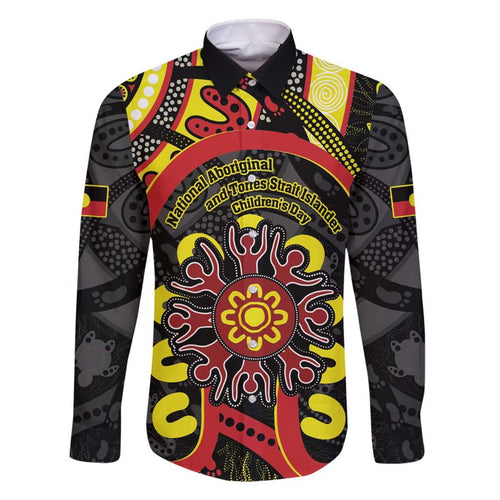 Australia Indigenous Children's Day Family Matching Off The Shoulder Long Sleeve Dress and Hawaiian Shirt Strong In Culture Stronger Together Aboriginal Art
