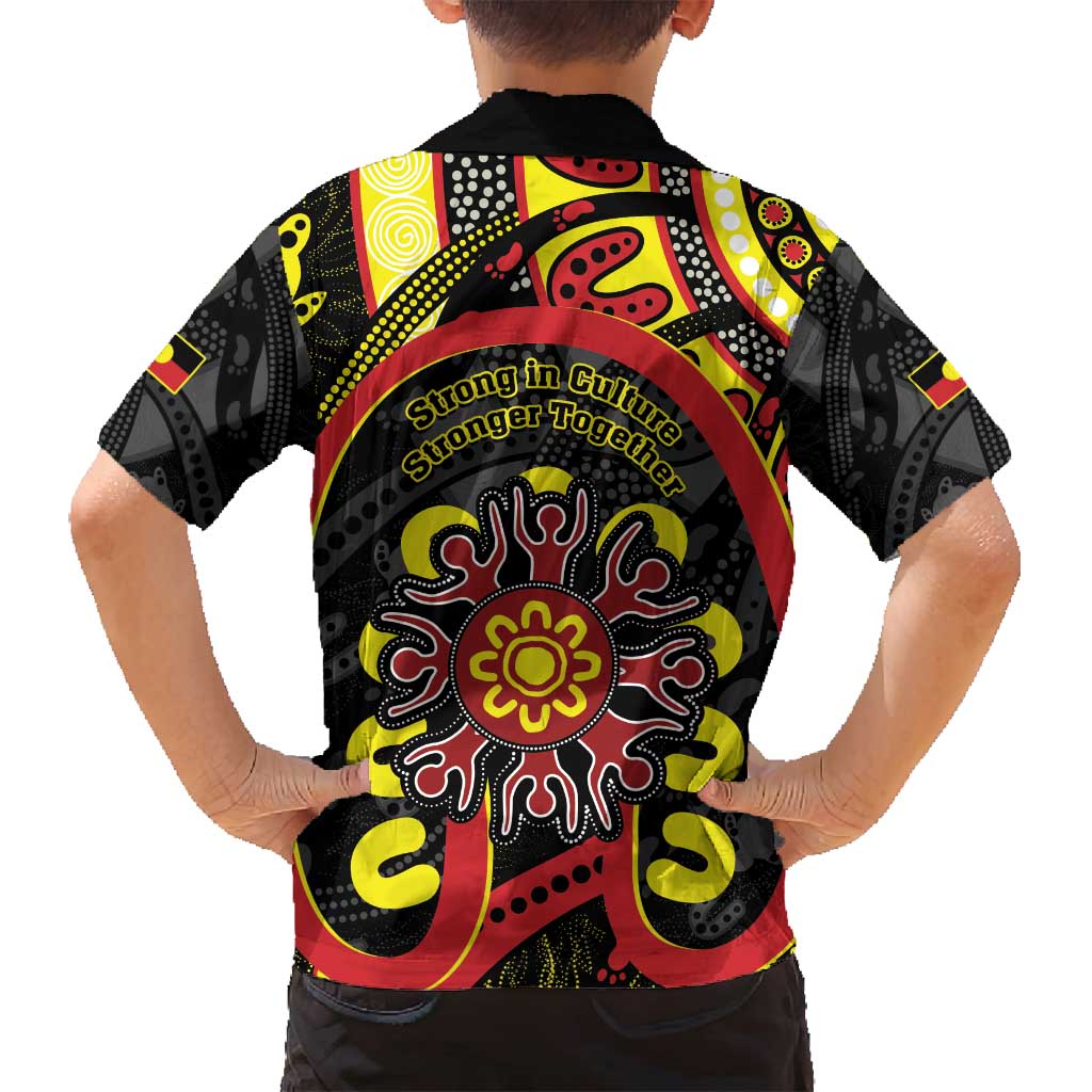 Australia Indigenous Children's Day Family Matching Off Shoulder Maxi Dress and Hawaiian Shirt Strong In Culture Stronger Together Aboriginal Art