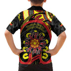 Australia Indigenous Children's Day Family Matching Off Shoulder Short Dress and Hawaiian Shirt Strong In Culture Stronger Together Aboriginal Art