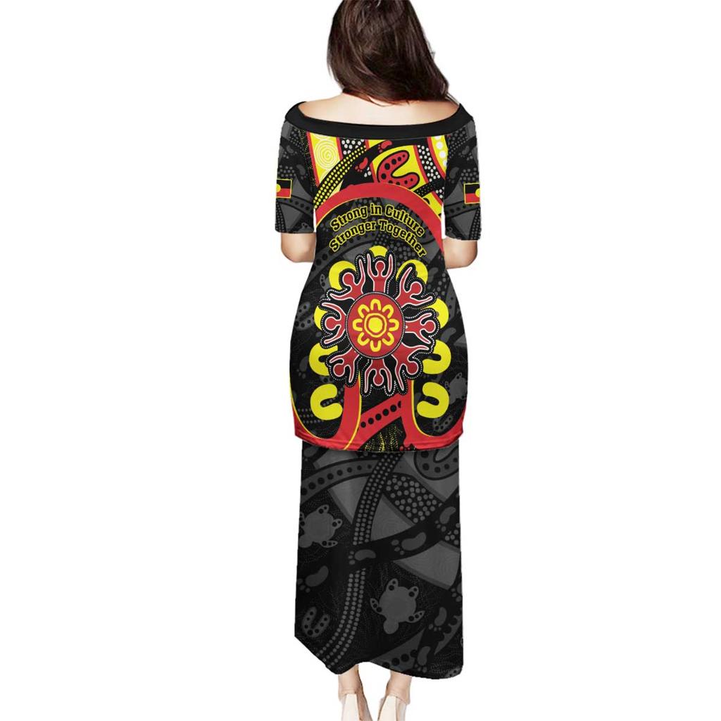 Australia Indigenous Children's Day Family Matching Puletasi and Hawaiian Shirt Strong In Culture Stronger Together Aboriginal Art