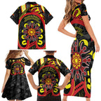 Australia Indigenous Children's Day Family Matching Short Sleeve Bodycon Dress and Hawaiian Shirt Strong In Culture Stronger Together Aboriginal Art