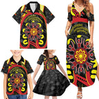 Australia Indigenous Children's Day Family Matching Summer Maxi Dress and Hawaiian Shirt Strong In Culture Stronger Together Aboriginal Art