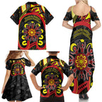 Australia Indigenous Children's Day Family Matching Summer Maxi Dress and Hawaiian Shirt Strong In Culture Stronger Together Aboriginal Art