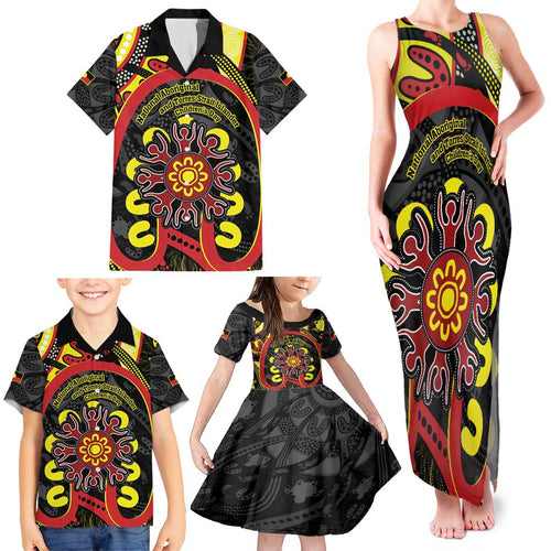 Australia Indigenous Children's Day Family Matching Tank Maxi Dress and Hawaiian Shirt Strong In Culture Stronger Together Aboriginal Art
