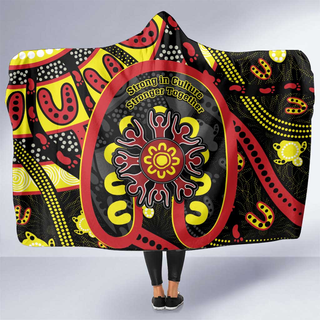 Australia Indigenous Children's Day Hooded Blanket Strong In Culture Stronger Together Aboriginal Art