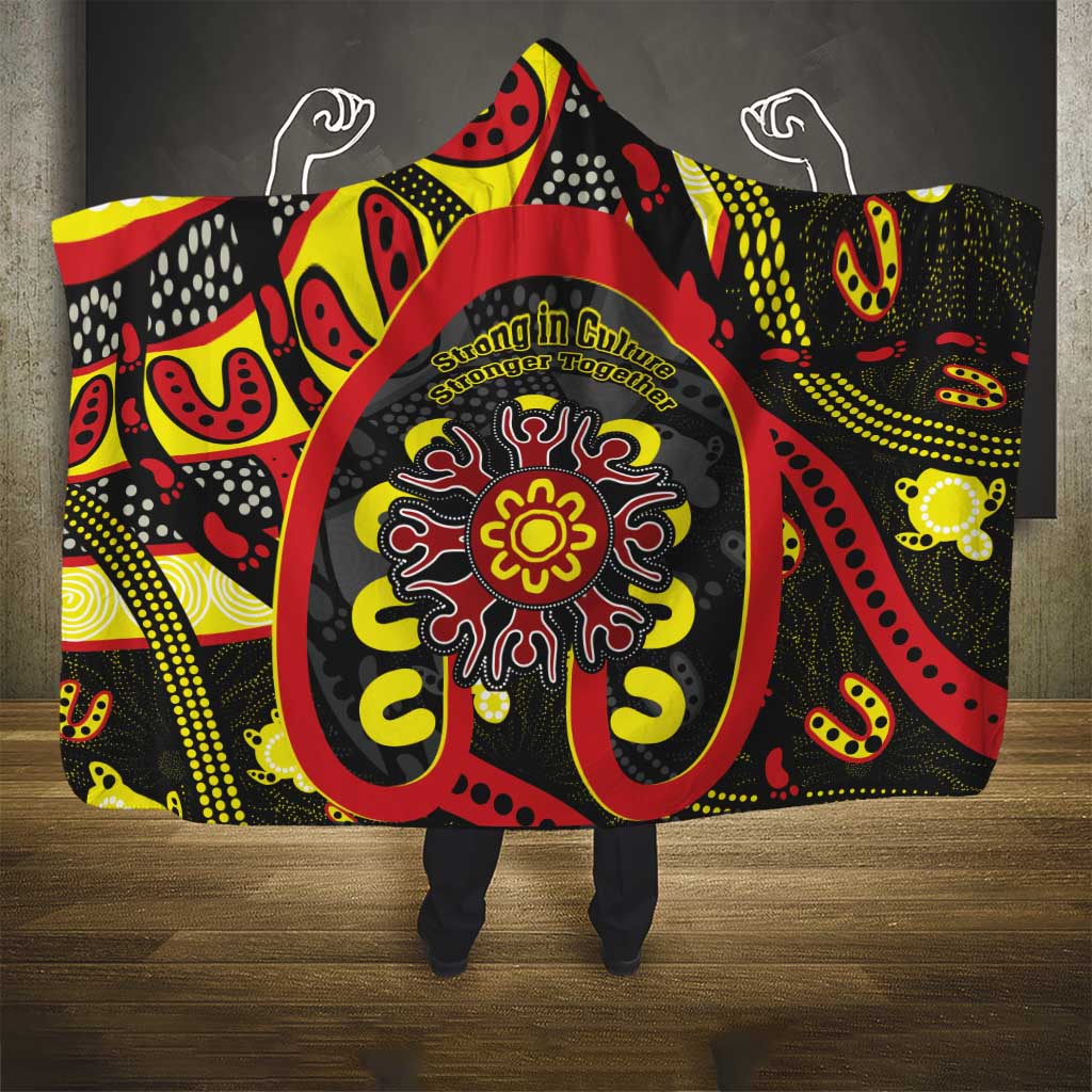 Australia Indigenous Children's Day Hooded Blanket Strong In Culture Stronger Together Aboriginal Art