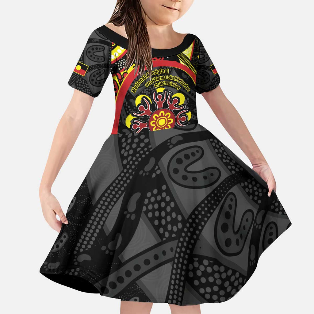 Australia Indigenous Children's Day Kid Short Sleeve Dress Strong In Culture Stronger Together Aboriginal Art