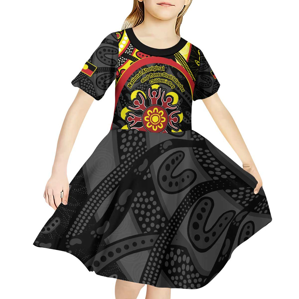 Australia Indigenous Children's Day Kid Short Sleeve Dress Strong In Culture Stronger Together Aboriginal Art