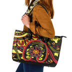Australia Indigenous Children's Day Leather Tote Bag Strong In Culture Stronger Together Aboriginal Art