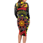 Australia Indigenous Children's Day Long Sleeve Bodycon Dress Strong In Culture Stronger Together Aboriginal Art