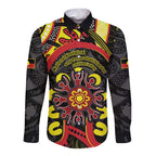 Australia Indigenous Children's Day Long Sleeve Button Shirt Strong In Culture Stronger Together Aboriginal Art