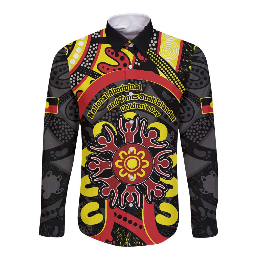 Australia Indigenous Children's Day Long Sleeve Button Shirt Strong In Culture Stronger Together Aboriginal Art