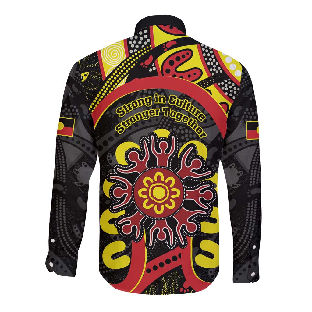 Australia Indigenous Children's Day Long Sleeve Button Shirt Strong In Culture Stronger Together Aboriginal Art