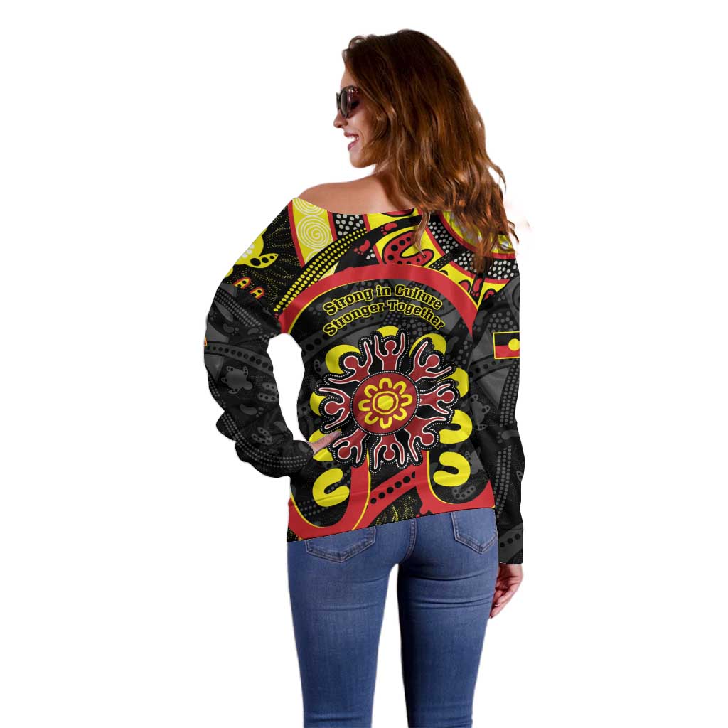 Australia Indigenous Children's Day Off Shoulder Sweater Strong In Culture Stronger Together Aboriginal Art