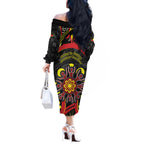 Australia Indigenous Children's Day Off The Shoulder Long Sleeve Dress Strong In Culture Stronger Together Aboriginal Art