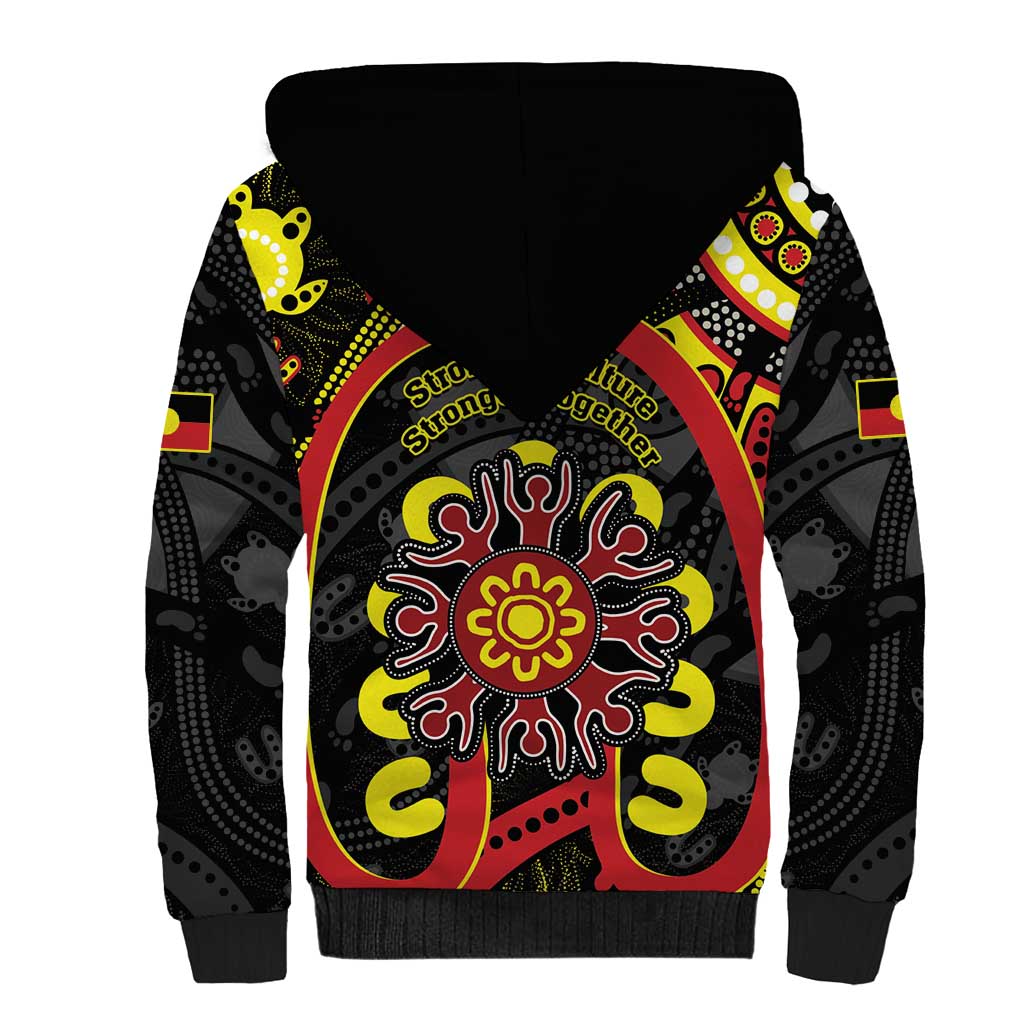Australia Indigenous Children's Day Sherpa Hoodie Strong In Culture Stronger Together Aboriginal Art