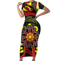 Australia Indigenous Children's Day Short Sleeve Bodycon Dress Strong In Culture Stronger Together Aboriginal Art