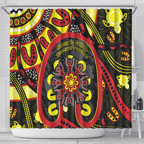 Australia Indigenous Children's Day Shower Curtain Strong In Culture Stronger Together Aboriginal Art
