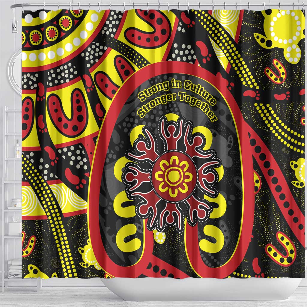 Australia Indigenous Children's Day Shower Curtain Strong In Culture Stronger Together Aboriginal Art