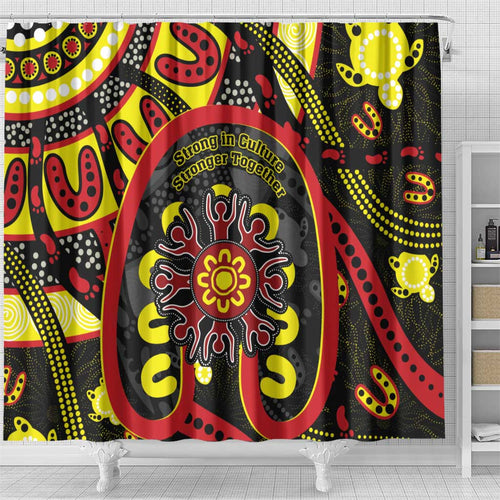 Australia Indigenous Children's Day Shower Curtain Strong In Culture Stronger Together Aboriginal Art