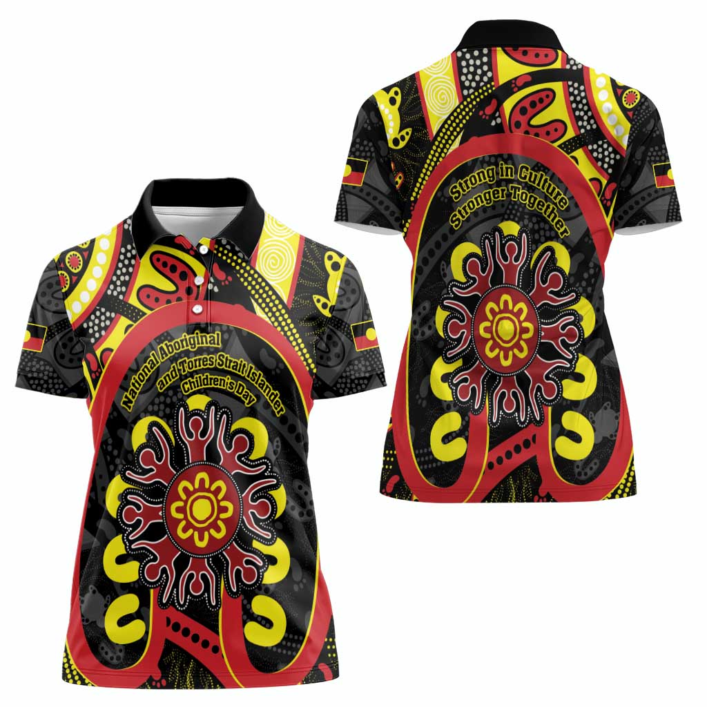 Australia Indigenous Children's Day Women Polo Shirt Strong In Culture Stronger Together Aboriginal Art
